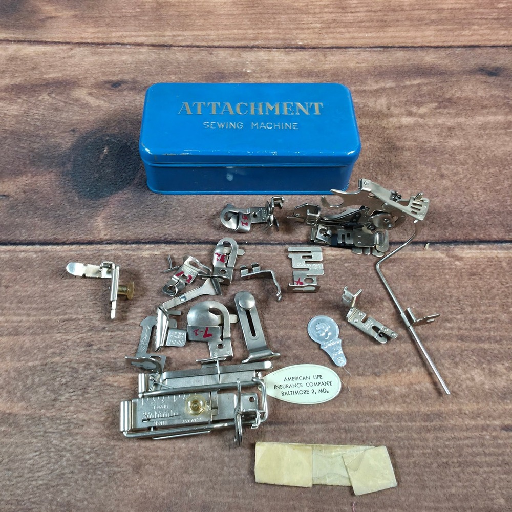 Greist Sewing Machine Attachments OS Blue Good Vintage Metal Presser Feet Set